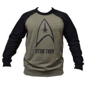 Men's Star Trek Logo Crewneck‎ Slim Fit Long Sleeves Sweatshirt Green and Black